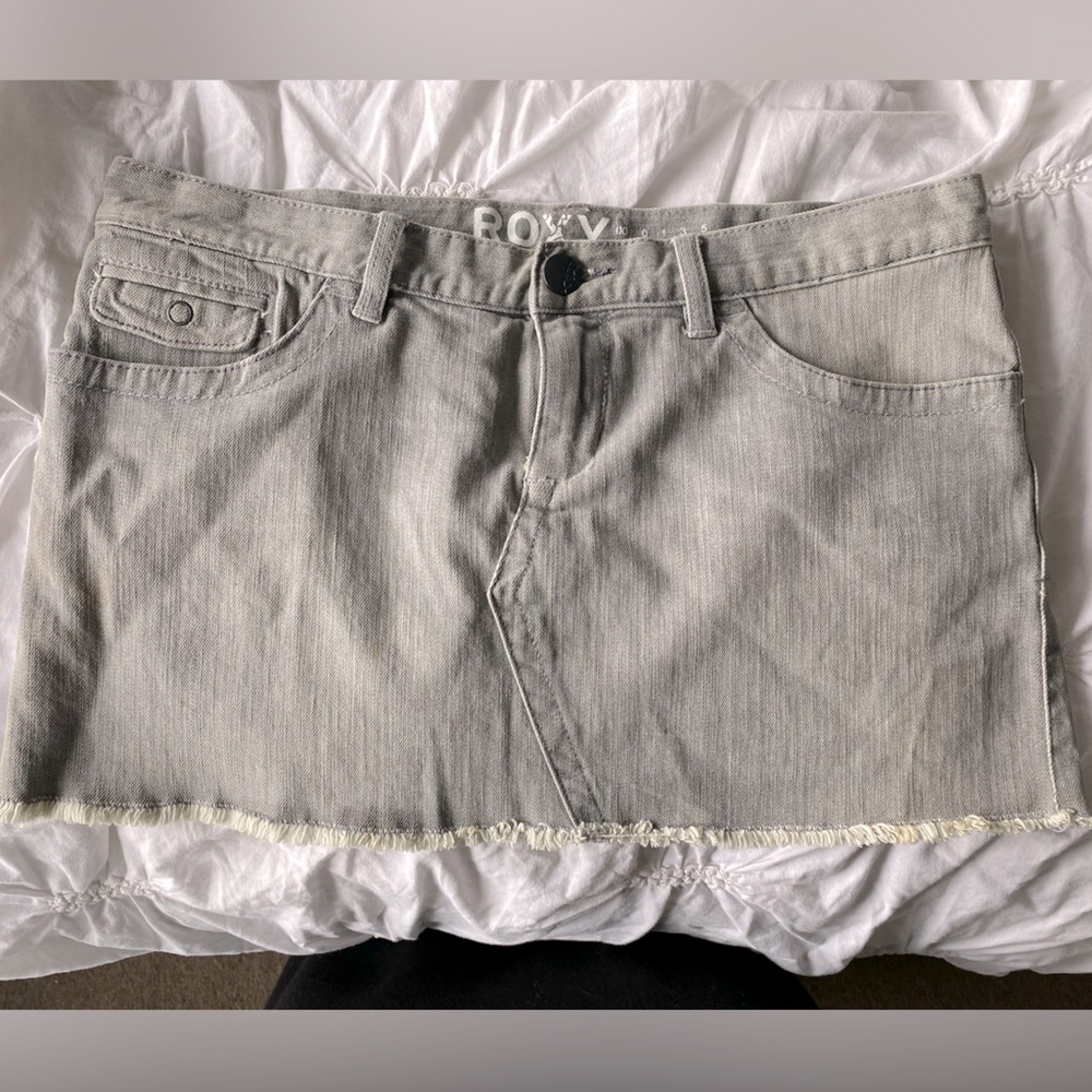 Girls Roxy Jean skirt in Grey denim